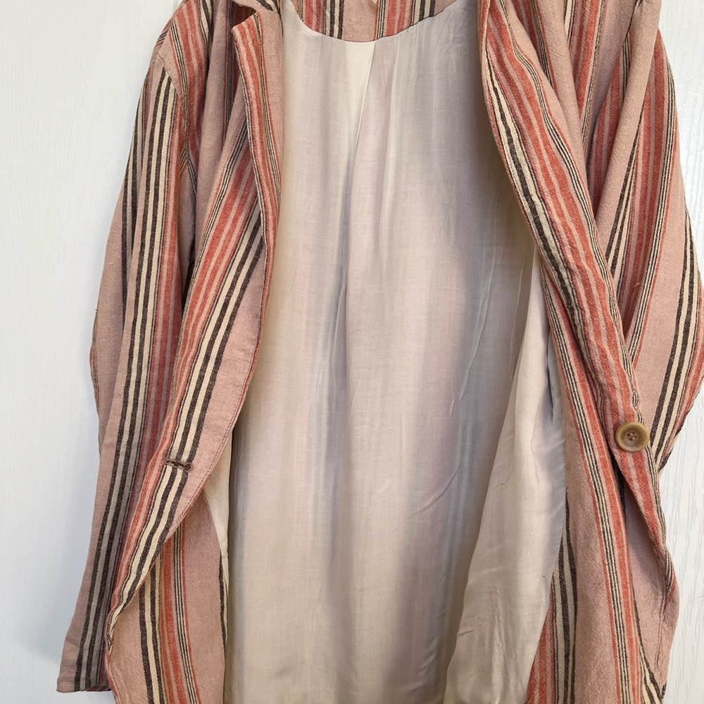 Free People Pink and Cream Striped Blazer - Picture 5 of 12